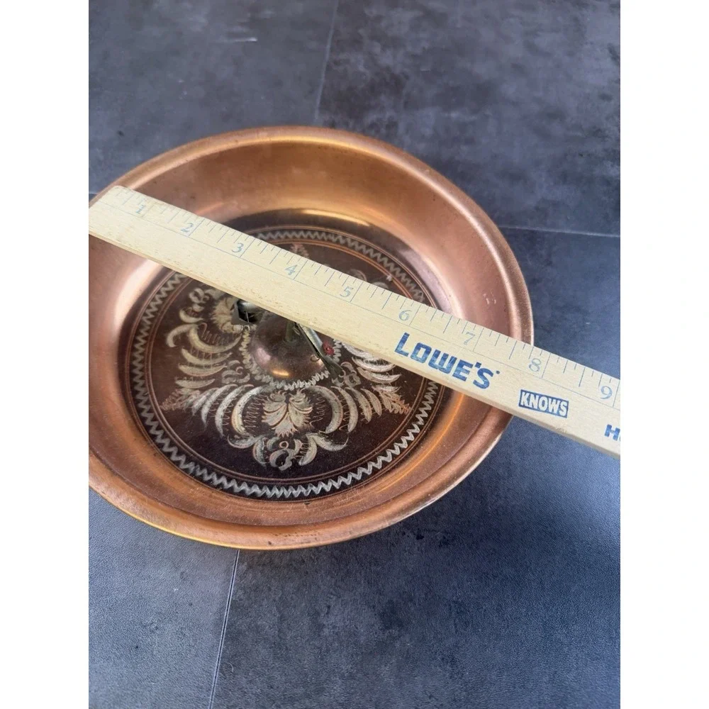 VTG Turkish Copper Hammam Bath Bowl with Articulated Fish 8 inches wide